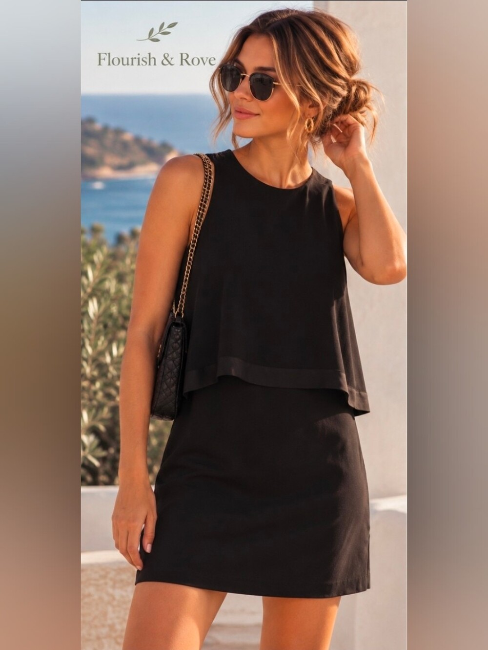 Trina Turk Alain Tiered Black Sleeveless Shift Dress Size 4 Revolve